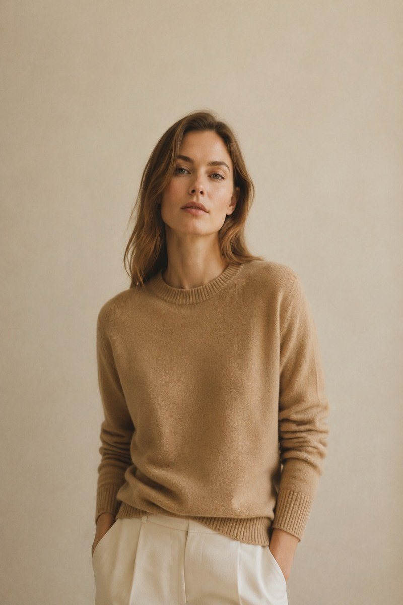 Camel wool crewneck sweater