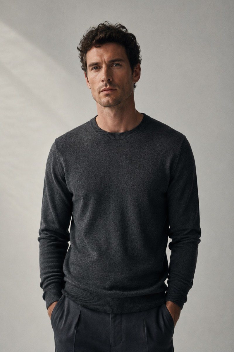 Charcoal fine-knit sweater
