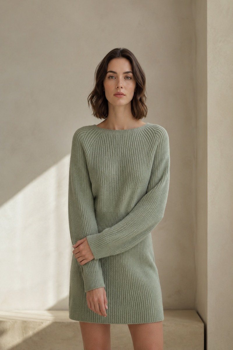 Sage knitted dress