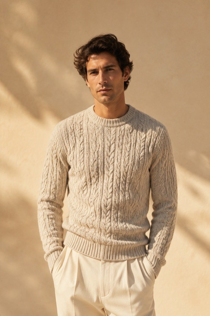 Oatmeal cable-knit sweater