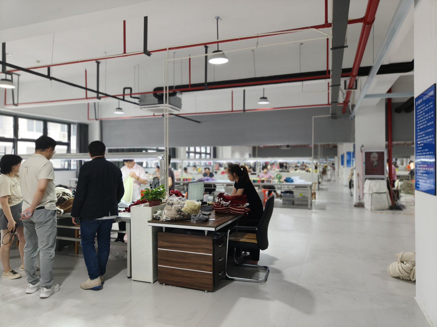 Garments reviewed on the quality control table