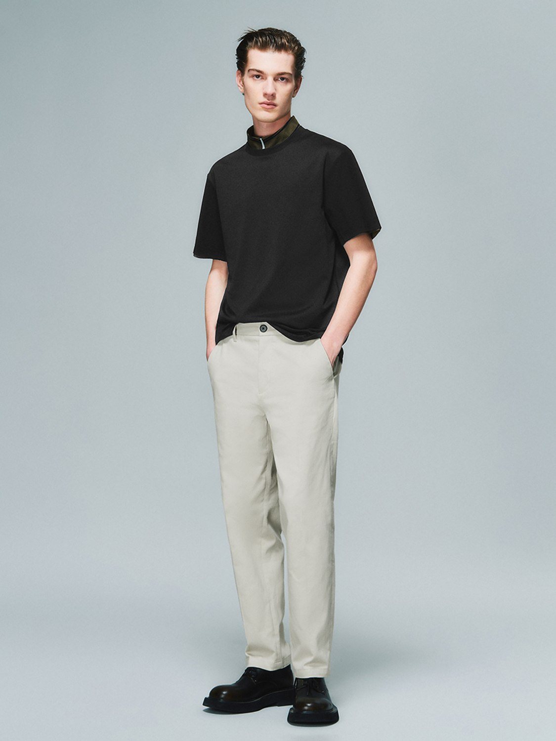 Men's black knitted polo
