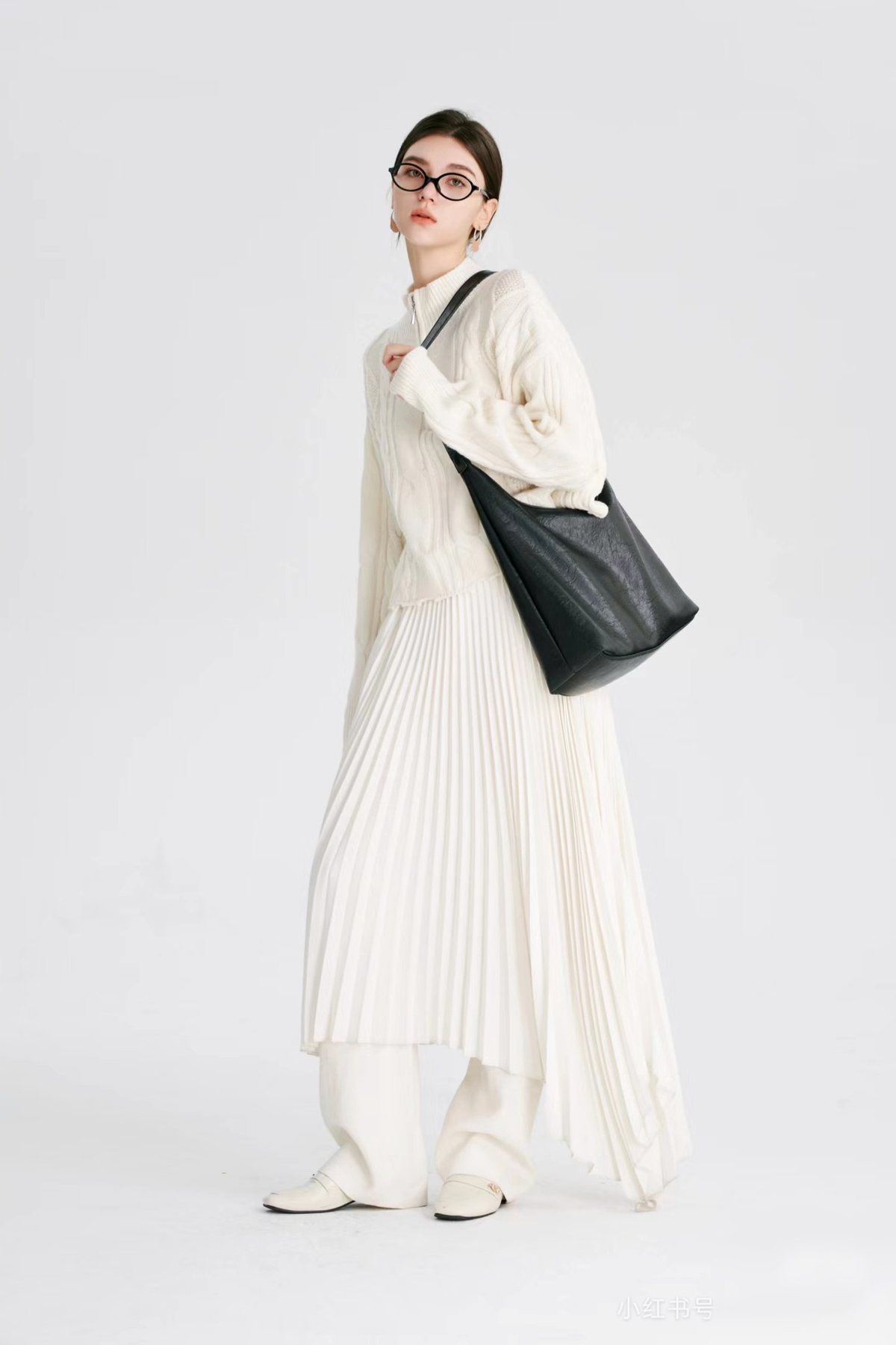 Women's white knit cardigan