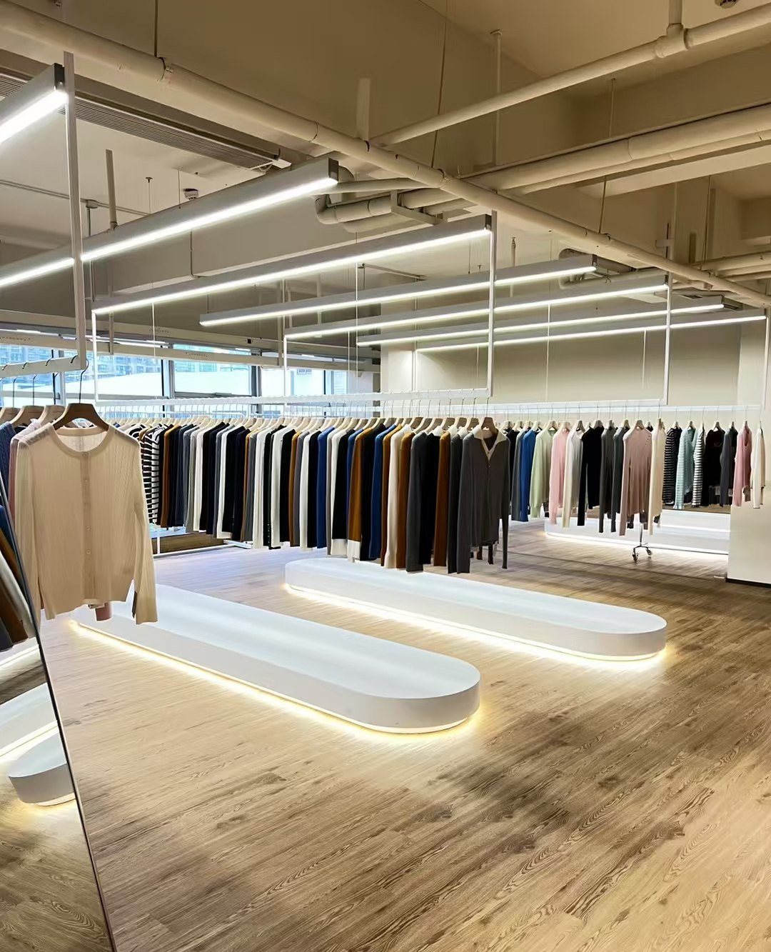 Clean showroom with sample racks